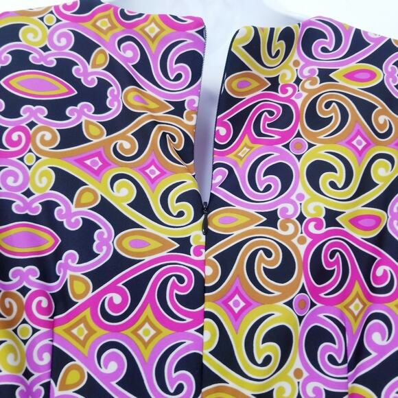 Jude Connally Geometric Abstract Multi Colored Psychedelic Sheath Dress Funky - Picture 5 of 10